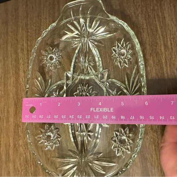 Set of 2 Anchor Hocking Prescut Star of David Divided Relish Dish Pressed Glass - Picture 6 of 7